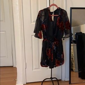 Romper with velvet detailing